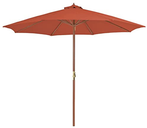 ARKEM Parasol d'extérieur avec mât en Bois 300 cm Terre Cuite,Parasol de Jardin Exterieur,Protection UV,Parasol,