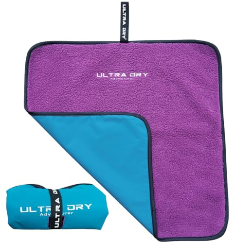 Ultra Dry Wickelunterlage zum Umziehen im Freien, Surfen und Schwimmen, kompakt, tragbar und weich, wasserabweisend (Blaugrün/Violett)