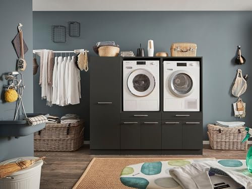 möbelando Waschmaschinenumbauschrank >LAUNDREEZY< in anthrazit - 185x162x67,5 (BxHxT)
