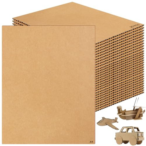 30 pezzi A4 (210 x 297 mm), cartone ondulato per fai da te, cartone spesso 3 mm, cartone A4, cartone per bricolage, cartoncino, fogli per pittura, modellazione, artigianato
