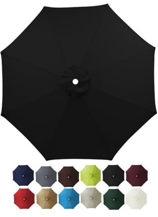 Housse de Rechange pour Parasol de Jardin avec 6/8 Nervures, dessus Auvent de Parasol de Marché de 6,5 Pieds/7,5 Pieds/9 Pieds/10 Pieds pour Jardin, Arrière-Cour, Piscine Et Parasols En Porte-à-Faux