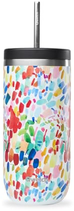 QWETCH - Cold Cup Isotherme 600ml Arty - 24h Glacé & 12 Froid - Inox Recyclé, Anti-Éclaboussure - Idéale pour Boissons Fraîches, Bubble Tea et Café Glacé