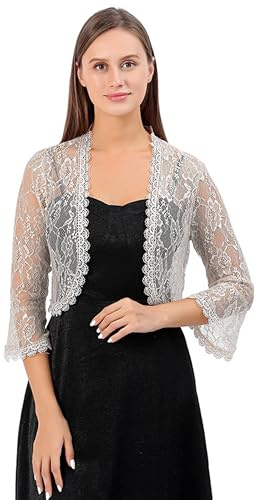 FAIRYGATE Shawl Shawls for Weddings Bolero Loose Evening Dresses Outfits with Short Sleeve for Women Cardigan Solid Color Women's Cardigan Lightweight Nylon Summer for Womens UK UC1420