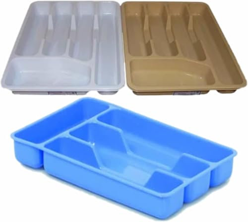 Cutlery Tray Organiser Utensil Kitchen Drawer Plastic Small 5 Compartment Holder Caddy Rack Drawerstore Coffee Spoon Fork Mesh Strainer Knife Home Assorted Color (1pc Only)