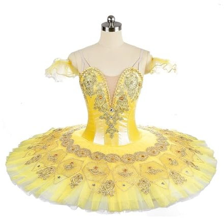 Ballettkleidung Ballettkleid Gelber Ballett-Tutu for Damen und Mädchen, klassischer Tutu-Ballettrock in Gold(Adult XL)