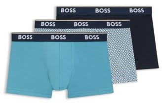BOSS Herren Trunk 3P Power Desig Dreier-Pack Boxershorts aus Stretch-Baumwolle mit Logo-Bund