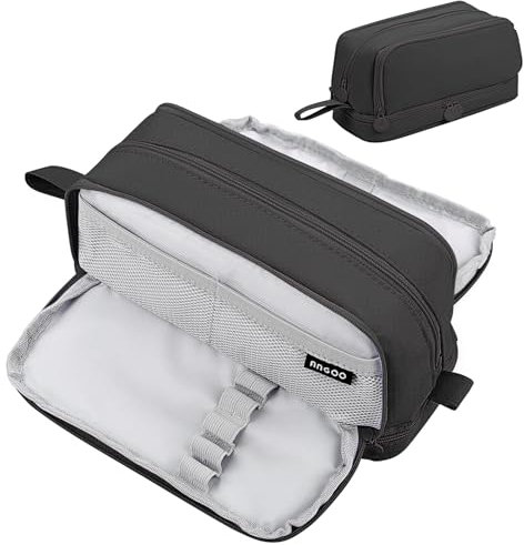 Eucomir Federmäppchen mit 4 Fächern Fassungsvermögen,Mädchen Jungen,Große Kapazität Pencil Case für Schule & Büro,Federmäppchen Für Kinder Junge Studenten Erwachsene Federtasche Mädchen, Tiefschwarz