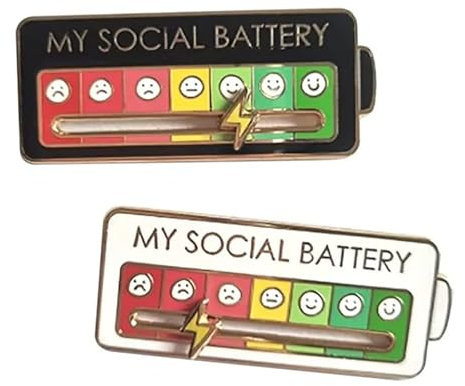 MY SOCIAL BATTERY Mood Conversion Badge - Creative Indicator Pin for Men and Women - 7-Day Display