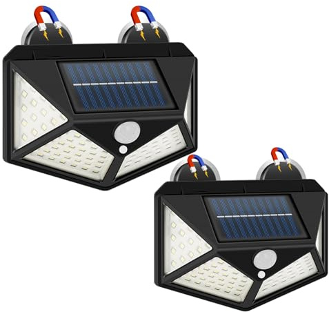 DZGKGM Luz solar magnética para RV con imán súper fuerte, luz con sensor de movimiento para RV, remolques, campistas, iluminación exterior y exterior, porche y toldo de caravana, fácil instalación,