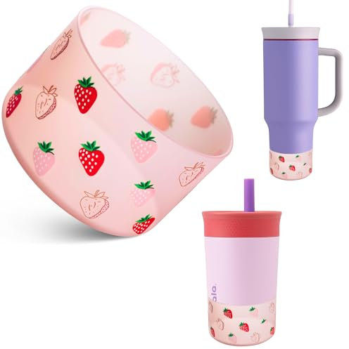 Silicone Boot for Owala 12 OZ Tumbler, Boots for Owala 40 OZ Cup Accessories, Protective Sleeve for Owala 12OZ Water Bottle Cups Bumper, Anti-Slip Protector for Bottom of Cup (Clear Peach Pink)