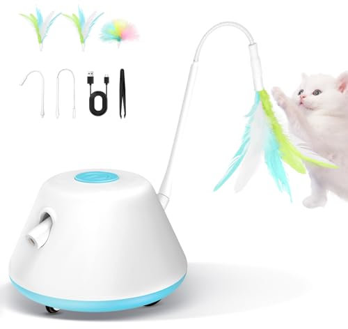 TGFIX Laser katzenspielzeug,3 in 1 laserpointer& Federn&Räder, die Laufen können für Kleine Große Katzen Spielzeug für Katzen,flaufrad Katze,cat Laser Toy,selbstbeschäftigung