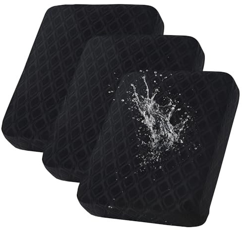 SHANNA Stretch Sofabezug rutschfest Sitzkissen Bezug: 3 Stück Moderne Bedruckte Couchkissenbezüge Wasserdichter Patio-Kissen Super Weiche Couchkissenbezüge Geeignet für Sofasitzbezug (Schwarz)