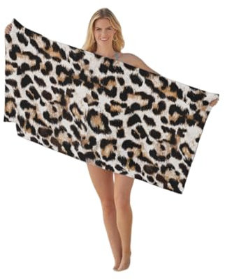 CAIRF Strandtuch mit Leopardenmuster, Sexy Mikrofaser Strandtuch, Schnelltrocknendes Handtuch，Reisehandtuch，Leopard Design，3D Leopardenmuster Weiches Leicht Handtuch