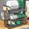 UUE Abtropfgestell Geschirr, 3-stufiges Geschirrabtropfgestell Edelstahl, Geschirr Abtropfständer Abtropfgitter, Geschirrtrockner mit Utensilienhalter und Abtropfschale, Groß Dish Rrying Rack
