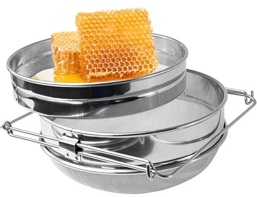 Jorzer Filtro per miele in acciaio inox da 22,9 cm con braccio regolabile facile da pulire per filtrare residui, schiuma e impurità