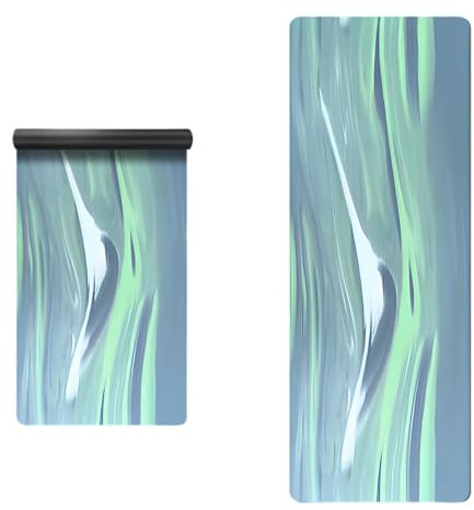 Hixingo Klappbare Yoga Matte, Aquarellästhetik Yogamatte Rutschfest, Wildleder Gymnastikmatte Wildleder Sportmatte, Pilates Fitnessmatte für Pilates, Gym, Zuhause, Workout (Türkis,183x68cm)