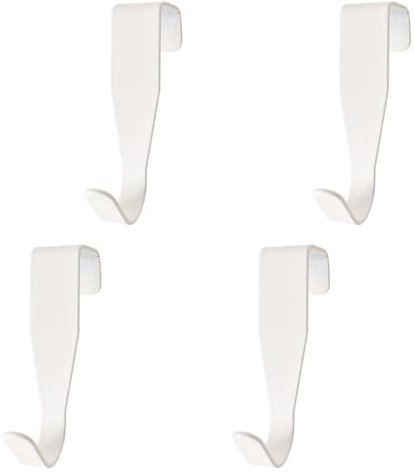4-Pack White Plastic Over The Door Hooks - Space Saving Hanging Hooks for Clothes, Towels & Robes - Fits Most Doors (Kitchen, Bathroom, Closet, Wardrobe) - No Drill Installation