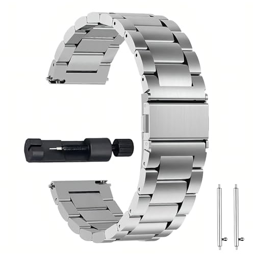 GoodZwetch 22mm Armband für Amazfit Bip 6/Bip 5/Unity/GTR 4/3/3 Pro/2/2e/47 mm,Metall Edelstahl Ersatz Herren Damen Uhrenarmband für Amazfit Pace/Stratos 2/2S/3/Balance 46 mm