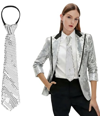 SSIMIDAPT Pailletten Krawatte, Glitzer Krawatte, Krawattes mit Pailletten, Glitter Tie, Party Paillettens Krawattes für Herren Damen Karneval Halloween Cosplay Fasching