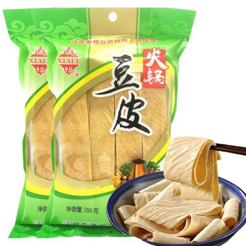 DAMAICHUHAI Tofuhaut getrocknet [300g, 2x150g] - Tofu Haut für Salat, Hot Pot, Vegan - Sojabohnen ohne Zusatzstoffe, Reich an Protein, Laktosefrei & Glutenfrei