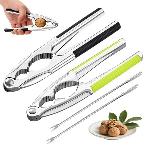 Nussknacker Walnüsse 4 Teiliges Set,Nussknacker,Walnussknacker,Edelstahl Nussknacker Haselnüsse Mit 2 Nuss Pickern,Rutschfeste Griff Nüsse Knacker,Für Haselnüsse Paranüsse Krabben Hummer SicheremGriff