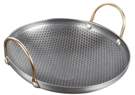 BESPORTBLE Pentola in Acciaio Inossidabile 10 Pollici Doppio Manico, Pentola Spessa Antiaderente per Cucina Domestica, Brasiera Multifunzionale per Uso Quotidiano e Facile Pulizia