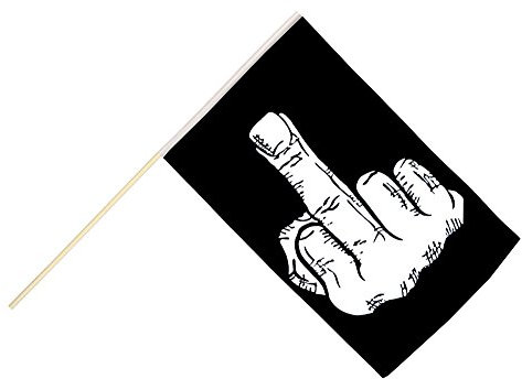 Flaggenfritze Große Stockflagge/Stockfahne Stinkefinger + gratis Sticker