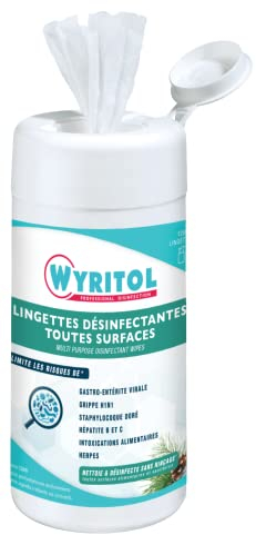 WYRITOL - Lingette désinfectante surfaces - nettoie et désinfecte - Sans rinçage - Usage unique - Multi usages - 120 pièces- Fabrication Française