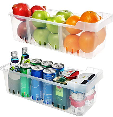 Kühlschrank Aufbewahrungsbox (2 Stück) - Kühlschrankschubladen (40cmx12cmx16cm) - Kühlschrank Organizer - Lebensmittel Aufbewahrungsbehälter fur Küchen, Regalen, Kühlschrank