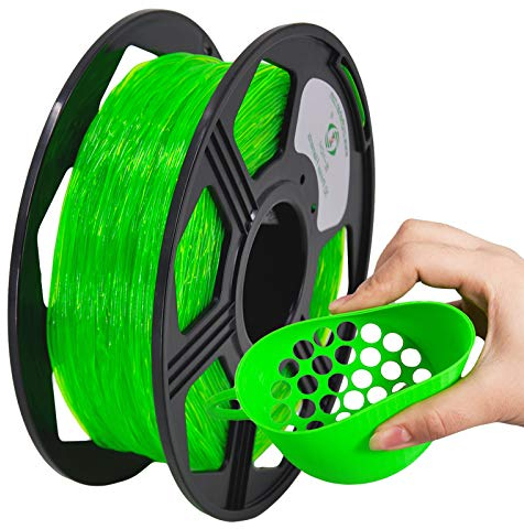 YOYI YOYI TPU Filament 1.75mm,Filament TPU 1.75mm, TPU Flexible 3D Drucker Filament 0.8kg,Maßgenauigkeit +/- 0.02mm,Shorehärte 95A (Transparent Green)