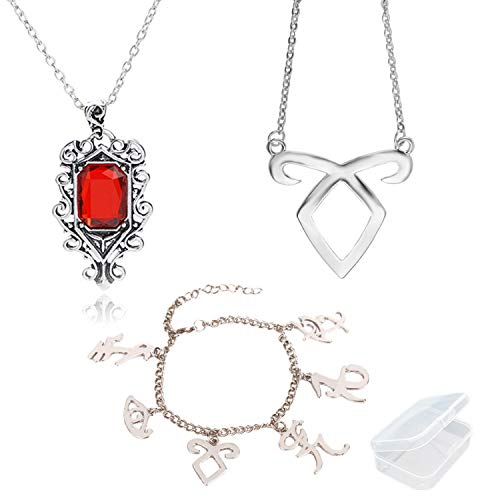 PPX 3 Stück The Mortal Instruments City of Bones inspiriert Angelic Power-Rune Symbole Armband und Halskette Set mit Schmuckkasten
