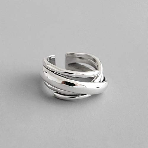 Damen 925 Sterling Silber Ringe Verstellbare,Vintage Mehrlagige Wicklung Unregelmäßige Form Ring Unisex Party Dekoration Halloween Verschleiß Geburtstag Geschenk