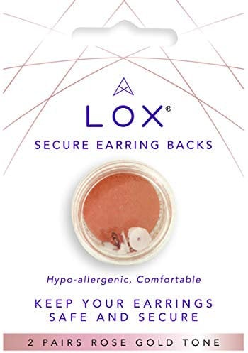 LOX Women's Secure Earring Backs - For All Types of Earrings - Easy to Adjust, Hypoallergenic, Safe and Easy to Use Earring Backs - 2 Pairs - Rose Gold