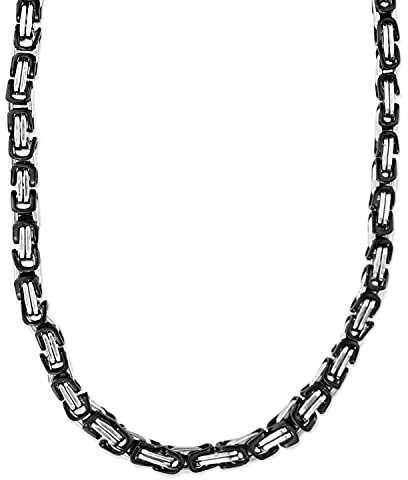 König Design 6 mm Königskette Armband Herrenkette Männer Kette Halskette Panzerkette, 30 cm Silber/Schwarz Edelstahl Ketten