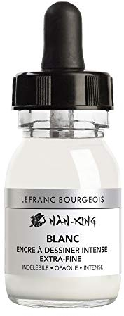 Lefranc Bourgeois 301284 Nan King - Tinta para dibujo o escritura a mano, botella de 30 ml con pipeta, color blanco