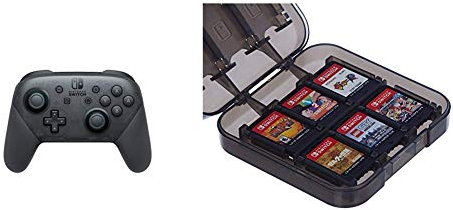 Nintendo Switch Pro Controller & Amazon Basics - Aufbewahrungsbox für Spiele der Nintendo Switch - Schwarz