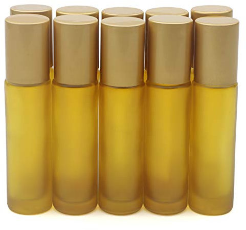 Pxyelec 10ml ätherisches Öl Roller Flaschen, Probe Fläschchen Flasche für Aromatherapie, ätherische Öle, Parfums und Lippenbalsam, Packung mit 10-gelb