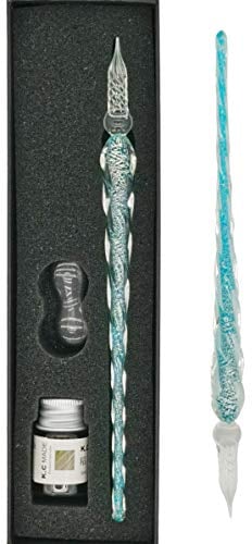 EACHHAHA Glass Dip Pen,Crystal Signature Pen for Art, Writing, Signatures — Decoration and Business Gift (3 piece Green Pen)