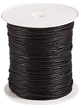 Rouleau de fil de coton ciré de 1,5 mm, 91,4 m, pour fabrication de bijoux, collier, bracelet, macramé, noir