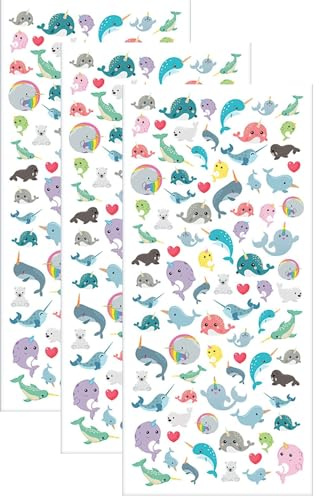 Playhouse Narwhal Party Micro Mini Stickerbogen – 3 Stück