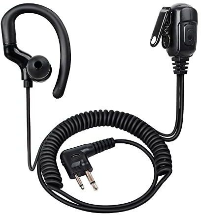 HYS Compatible with Motorola Earpiece, G-Shape, PTT with Mic, 2 Pin Radio Ear Piece, dp1400 cp040 gp300 Hytera Walkie Talkie Headset for security guard bodyguard