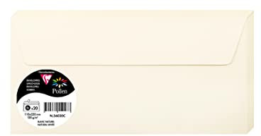 Clairefontaine 56030C – Packung mit 20 selbstklebenden Umschlägen – DIN DIN 11 x 22 cm – 120 g/m² – Farbe: Naturweiß – Einladung von Veranstaltungen und Entspricht – Premium-Papier