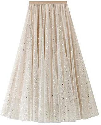 Dazzerake Gonna in Tulle Donna Elegante Morbida Gonna Lunga Estiva Tutu Vintage Taglia Unica (A-Albicocca, Taglia Unica)