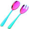 BISDARUN Couverts à salade 30,8 cm en acier inoxydable, cuillère à salade et fourchettes à salade arc-en-ciel - Passe au lave-vaisselle et poli miroir