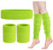 ONUPGO Beinlinge Set Damen 80er Neon Strick Beinlinge Stirnband Armbänder 1980er Jahre Workout Kostüme Zubehör für Frauen (Neon Green)