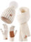 Winter-Set für Damen mit Mütze, Schal und Handschuhen, Mütze mit Bommel, langer Schal, Touchscreen-Handschuhe, 3-in-1-Set, Weiss/opulenter Garten, Einheitsgröße
