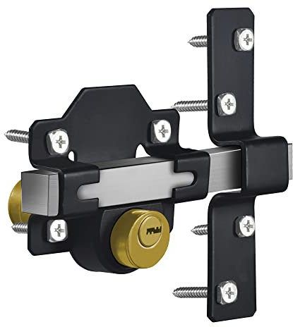 Long Throw Gate Lock, 50mm, Double Locking, Stainless Steel, Gate Lock for Wooden Gates, 5 Keys