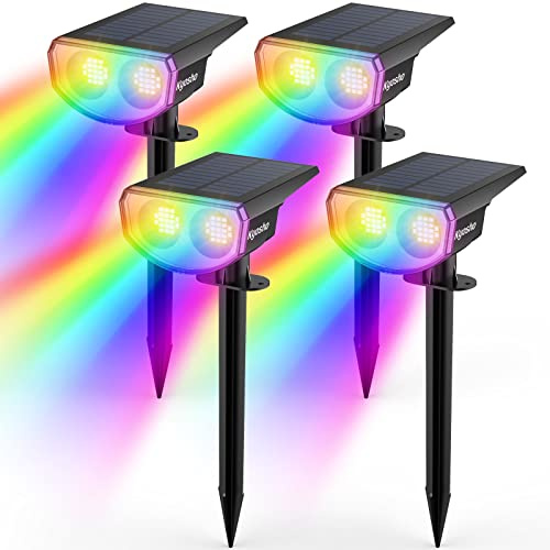 Kyosho Lot de 4 lampes solaires d'extérieur à changement de couleur, 9 modes d'éclairage, lumières d'Halloween, de Noël, étanches, pour l'extérieur, RGBW multicolore