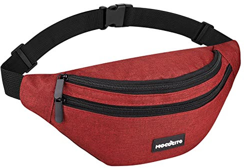 MOCOCITO Sac Banane Femme & Homme | Sacoche Banane Ville | Étanche Sac de Randonnée (ROUGE)