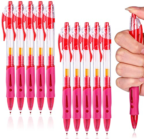 Weysoo 10 Stück Kugelschreiber, Glatt Gel Pens, Gelstifte Set, Einziehbare Gelschreiber, Schnell Trocknende Gel Kugelschreiber, Gelroller für Schreiben, Journaling, Schule, Geschäft (0.5mm,Rot)